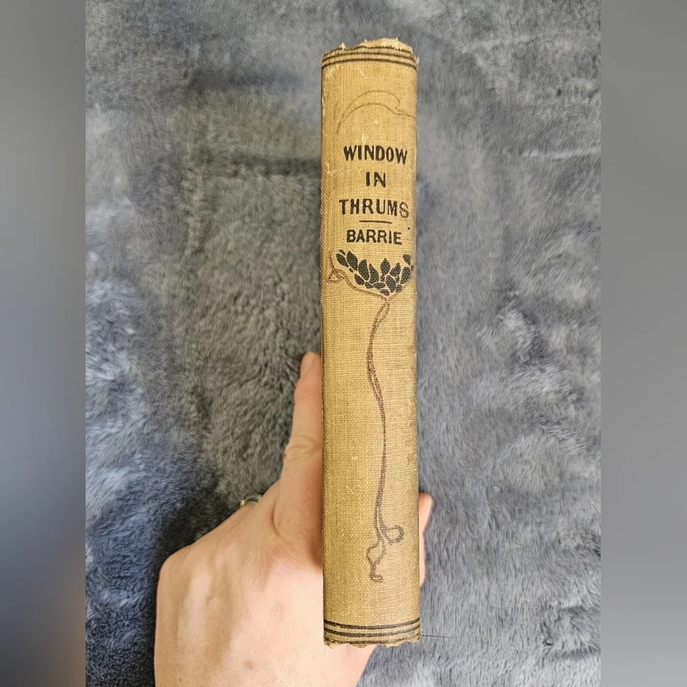 Vintage Book Antique Hardcover Ivory Cottagecore J.M. Barrie A Window In Thrums